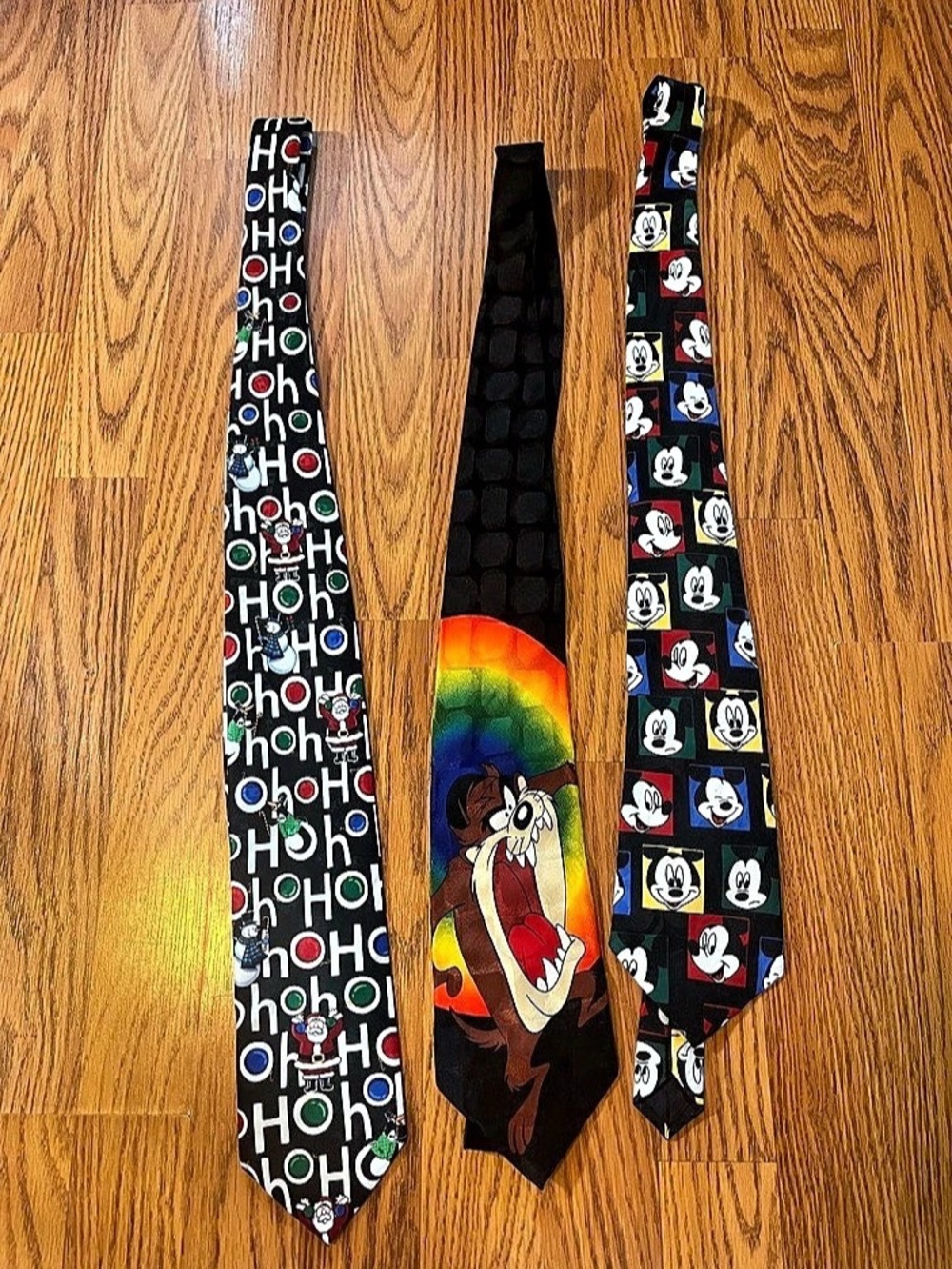 Men’s ties fun prints Holiday, looney Tunes, and Mickey Mouse lot